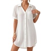 image:imageMANGOPOP Women Swimsuit Coverup Button Down Shirt Side Split Bathing Suit Cover Up Beach Cover Ups Vacation OutfitsWhite