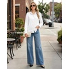 image:imageMANGOPOP Button Down Shirts for Women Long Sleeve Ruffle Blouses Business Casual Tops 2026 Trendy OutfitAwhite