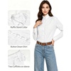 image:imageMANGOPOP Button Down Shirts for Women Long Sleeve Ruffle Blouses Business Casual Tops 2026 Trendy OutfitAwhite