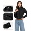 image:imageMANGOPOP Button Down Shirts for Women Long Sleeve Ruffle Blouses Business Casual Tops 2026 Trendy OutfitBblack