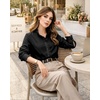 image:imageMANGOPOP Button Down Shirts for Women Long Sleeve Ruffle Blouses Business Casual Tops 2026 Trendy OutfitBblack