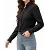 image:imageMANGOPOP Button Down Shirts for Women Long Sleeve Ruffle Blouses Business Casual Tops 2026 Trendy OutfitBblack