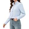 image:imageMANGOPOP Button Down Shirts for Women Long Sleeve Ruffle Blouses Business Casual Tops 2026 Trendy OutfitBlue