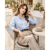 image:imageMANGOPOP Button Down Shirts for Women Long Sleeve Ruffle Blouses Business Casual Tops 2026 Trendy OutfitBlue