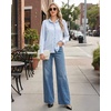 image:imageMANGOPOP Button Down Shirts for Women Long Sleeve Ruffle Blouses Business Casual Tops 2026 Trendy OutfitBlue
