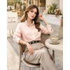image:imageMANGOPOP Button Down Shirts for Women Long Sleeve Ruffle Blouses Business Casual Tops 2026 Trendy OutfitPink