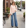 image:imageMANGOPOP Button Down Shirts for Women Long Sleeve Ruffle Blouses Business Casual Tops 2026 Trendy OutfitPink