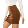 image:imageMANGOPOP Mini Faux Suede Skirt for Women High Waist SkirtsBrown011