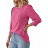 image:imageMANGOPOP Womens 34 Sleeve Puff Tunic Tops Dressy Casual Soft Stretchy Wrinkle Resistant Blouses For Work DailyCoral