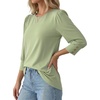 image:imageMANGOPOP Womens 34 Sleeve Puff Tunic Tops Dressy Casual Soft Stretchy Wrinkle Resistant Blouses For Work DailySage Green
