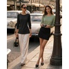 image:imageMANGOPOP Womens 34 Sleeve Puff Tunic Tops Dressy Casual Soft Stretchy Wrinkle Resistant Blouses For Work DailySage Green