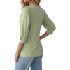 image:imageMANGOPOP Womens 34 Sleeve Puff Tunic Tops Dressy Casual Soft Stretchy Wrinkle Resistant Blouses For Work DailySage Green