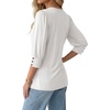 image:imageMANGOPOP Womens 34 Sleeve Puff Tunic Tops Dressy Casual Soft Stretchy Wrinkle Resistant Blouses For Work DailyWhite