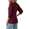 image:imageMANGOPOP Womens 34 Sleeve Puff Tunic Tops Dressy Casual Soft Stretchy Wrinkle Resistant Blouses For Work DailyWine Red