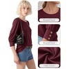 image:imageMANGOPOP Womens 34 Sleeve Puff Tunic Tops Dressy Casual Soft Stretchy Wrinkle Resistant Blouses For Work DailyWine Red