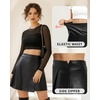 image:imageMANGOPOP Womens Faux Leather Skirt High Waist A Lined Mini Short Skirts Fall Winter Casual Trendy OutfitAblack