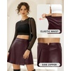 image:imageMANGOPOP Womens Faux Leather Skirt High Waist A Lined Mini Short Skirts Fall Winter Casual Trendy OutfitWine Red