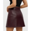 image:imageMANGOPOP Womens Faux Leather Skirt High Waist A Lined Mini Short Skirts Fall Winter Casual Trendy OutfitWine Red