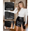 image:imageMANGOPOP Womens High Waist Bodycon Mini Short Faux Leather Skirt with SlitBlack Fleece Lined