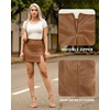 image:imageMANGOPOP Womens High Waist Bodycon Mini Short Faux Leather Skirt with SlitBrown