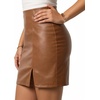 image:imageMANGOPOP Womens High Waist Bodycon Mini Short Faux Leather Skirt with SlitBrown