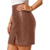 image:imageMANGOPOP Womens High Waist Bodycon Mini Short Faux Leather Skirt with SlitBrown Snakeskin