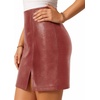 image:imageMANGOPOP Womens High Waist Bodycon Mini Short Faux Leather Skirt with SlitWine Red Snakeskin