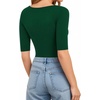 image:imageMANGOPOP Womens Scoop Neck Half Sleeve Bodysuit 34 Sleeve Sexy Body Suit Slim Fitted Going Out Shirts TopsDeep Green