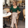 image:imageMANGOPOP Womens Scoop Neck Half Sleeve Bodysuit 34 Sleeve Sexy Body Suit Slim Fitted Going Out Shirts TopsDeep Green
