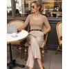image:imageMANGOPOP Womens Scoop Neck Half Sleeve Bodysuit 34 Sleeve Sexy Body Suit Slim Fitted Going Out Shirts TopsMocha