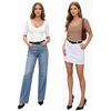 image:imageMANGOPOP Womens Scoop Neck Half Sleeve Bodysuit 34 Sleeve Sexy Body Suit Slim Fitted Going Out Shirts TopsMocha