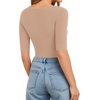 image:imageMANGOPOP Womens Scoop Neck Half Sleeve Bodysuit 34 Sleeve Sexy Body Suit Slim Fitted Going Out Shirts TopsMocha