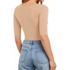 image:imageMANGOPOP Womens Scoop Neck Half Sleeve Bodysuit 34 Sleeve Sexy Body Suit Slim Fitted Going Out Shirts TopsNude