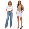 image:imageMANGOPOP Womens Scoop Neck Half Sleeve Bodysuit 34 Sleeve Sexy Body Suit Slim Fitted Going Out Shirts TopsNude