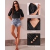 image:imageMANGOPOP Womens Short Sleeve Tunic Tops V Neck Summer Dressy Casual Blouse Loose Fit Soft Stretch Wrinkle Free ShirtBlack