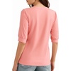 image:imageMANGOPOP Womens Short Sleeve Tunic Tops V Neck Summer Dressy Casual Blouse Loose Fit Soft Stretch Wrinkle Free ShirtCoral