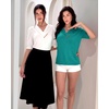 image:imageMANGOPOP Womens Short Sleeve Tunic Tops V Neck Summer Dressy Casual Blouse Loose Fit Soft Stretch Wrinkle Free ShirtTurquoise