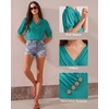 image:imageMANGOPOP Womens Short Sleeve Tunic Tops V Neck Summer Dressy Casual Blouse Loose Fit Soft Stretch Wrinkle Free ShirtTurquoise