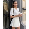 image:imageMANGOPOP Womens Short Sleeve Tunic Tops V Neck Summer Dressy Casual Blouse Loose Fit Soft Stretch Wrinkle Free ShirtWhite