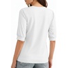 image:imageMANGOPOP Womens Short Sleeve Tunic Tops V Neck Summer Dressy Casual Blouse Loose Fit Soft Stretch Wrinkle Free ShirtWhite