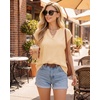 image:imageMANGOPOP Womens V Neck Cap Sleeve Tunic Tops Ribbed Textured Blouses Stretch Wrinkle Free Casual Dressy Shirts for WorkApricot