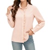 image:imageMANGOPOP Button Down Shirts for Women Long Sleeve Ruffle Blouses Business Casual Tops 2026 Trendy OutfitPink