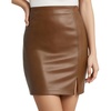 image:imageMANGOPOP Women Faux Leather Skirt High Waist Bodycon Pencil Mini Leather Skirt with ShortsBbrown