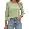 image:imageMANGOPOP Womens 34 Sleeve Puff Tunic Tops Dressy Casual Soft Stretchy Wrinkle Resistant Blouses For Work DailySage Green