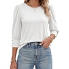 image:imageMANGOPOP Womens 34 Sleeve Puff Tunic Tops Dressy Casual Soft Stretchy Wrinkle Resistant Blouses For Work DailyWhite