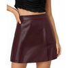 image:imageMANGOPOP Womens Faux Leather Skirt High Waist A Lined Mini Short Skirts Fall Winter Casual Trendy OutfitWine Red