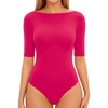 image:imageMANGOPOP Womens Half Sleeve Boat Neck Bodysuit 34 Sleeve Body Suit Fitted Going Out Tops 2026Hot Pink