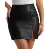 image:imageMANGOPOP Womens High Waist Bodycon Mini Short Faux Leather Skirt with SlitBlack