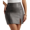 image:imageMANGOPOP Womens High Waist Bodycon Mini Short Faux Leather Skirt with SlitDark Grey