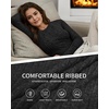 image:imageMANGOPOP Long Sleeve Shirts for Women Thermal Ribbed Crew Neck Lightweight Sweater Fitted Fall Winter Womens Tops 2025 TrendyBlack Gray